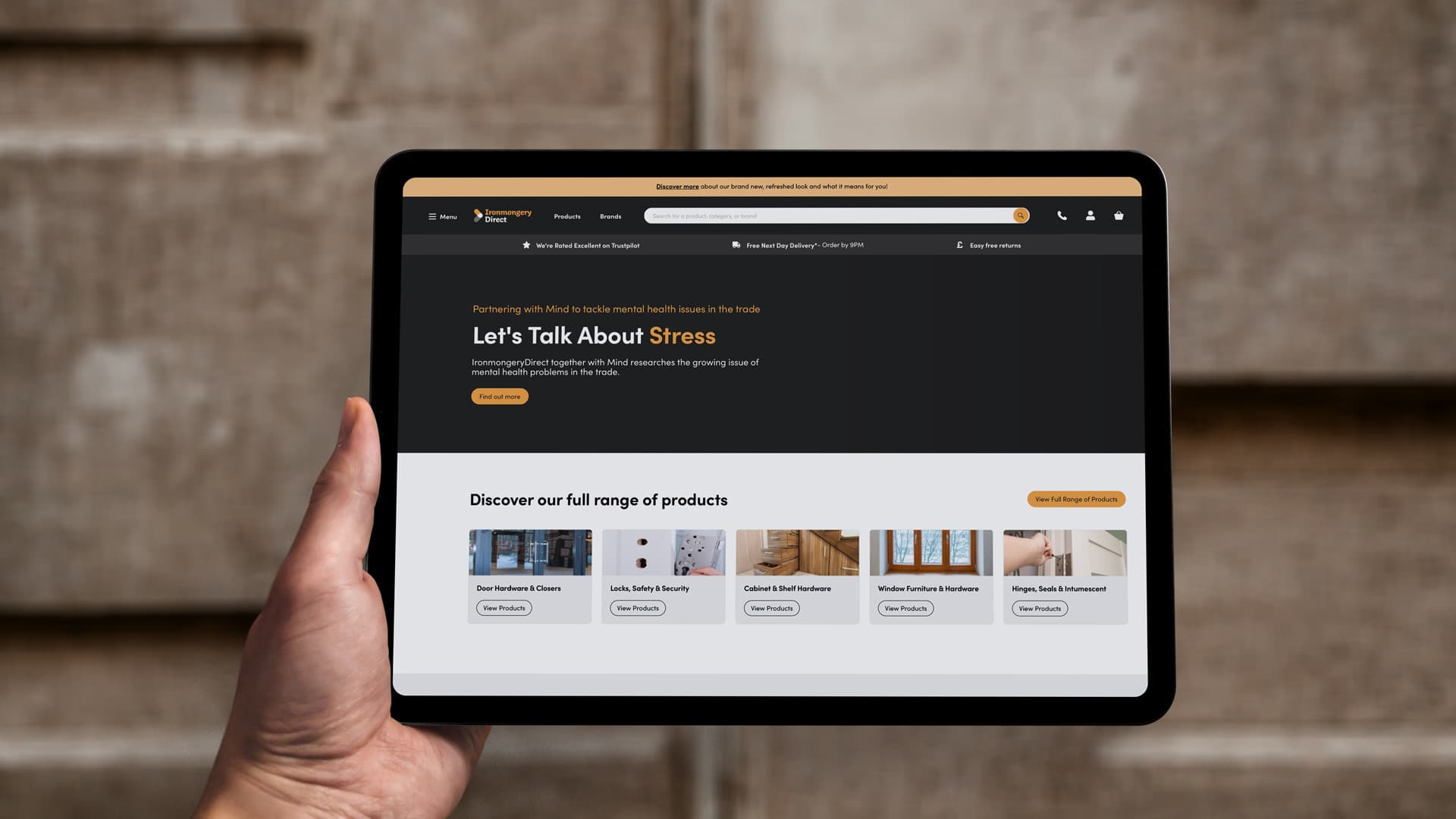 Screenshot of the Ironmongery Direct website