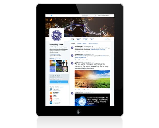 Ge Lighting website on an ipad