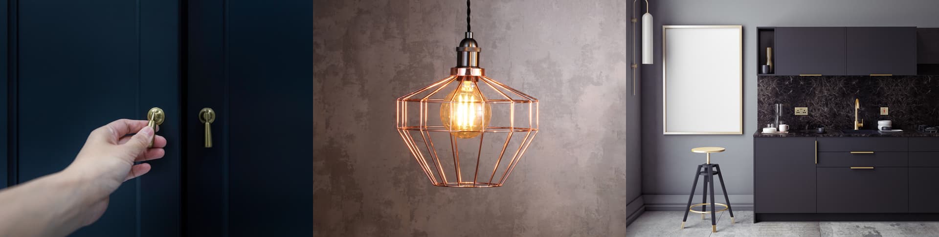 Image of a door, light and kitchen