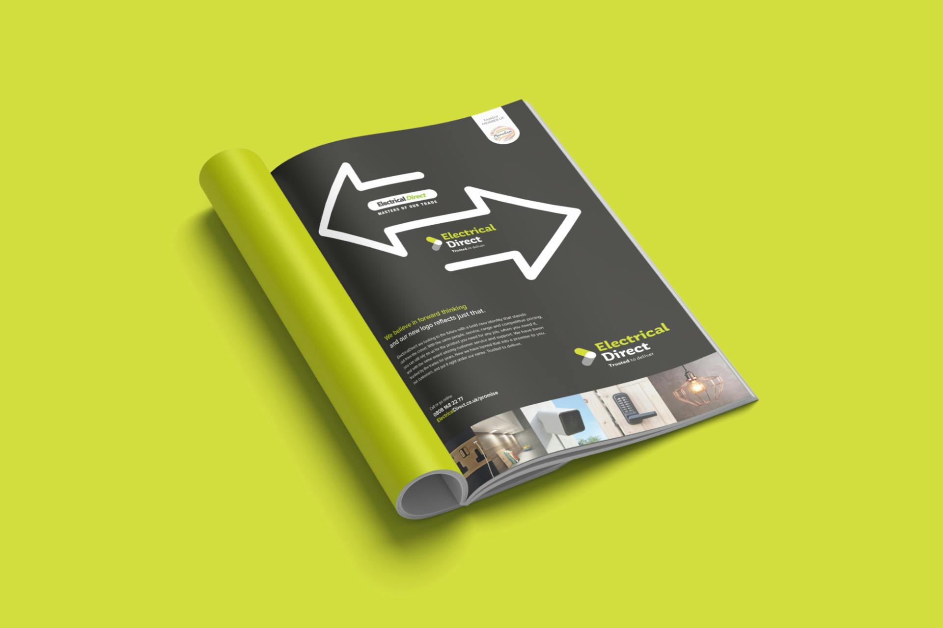 Image of a magazine advert showing the new and old branding for Ironmongery Direct