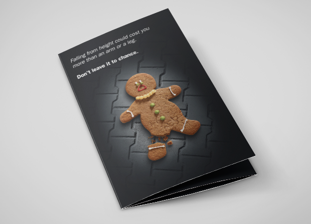 Front of Safesite folder with an image of a broken gingerbread man